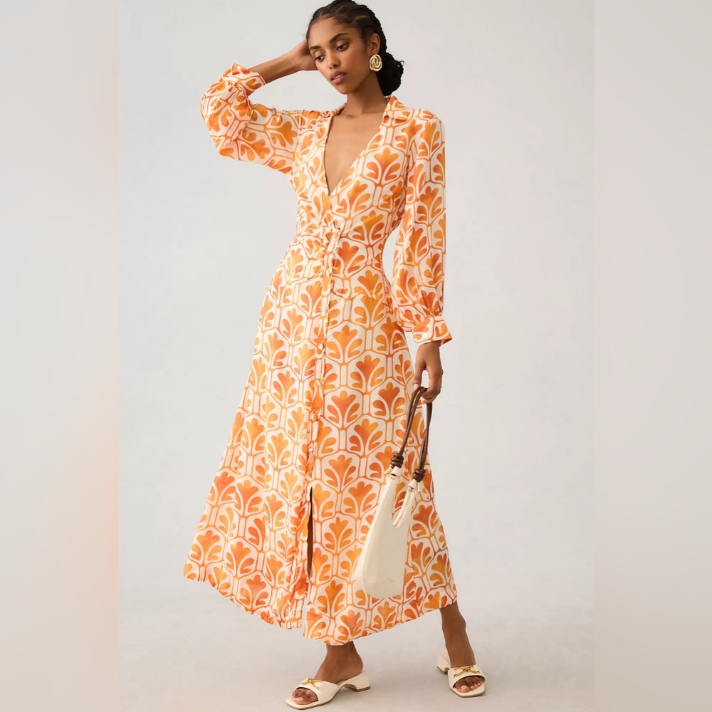 Anthropologie Maeve Printed Wrap Shirt Dress - Picture 1 of 16